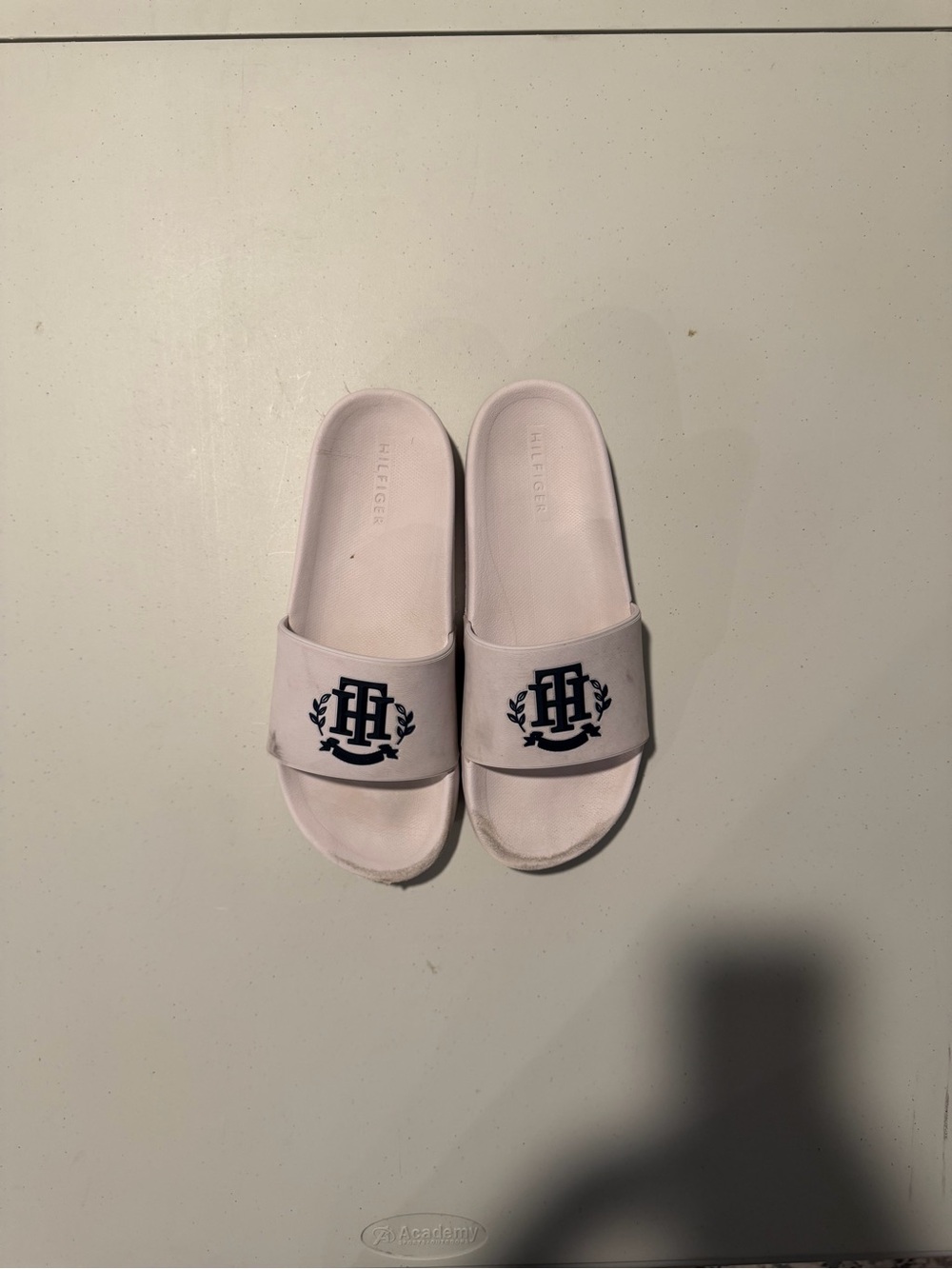 Tommy Hilfiger Ramos Crest Rubber Pool Slides White Mens Size [ADD